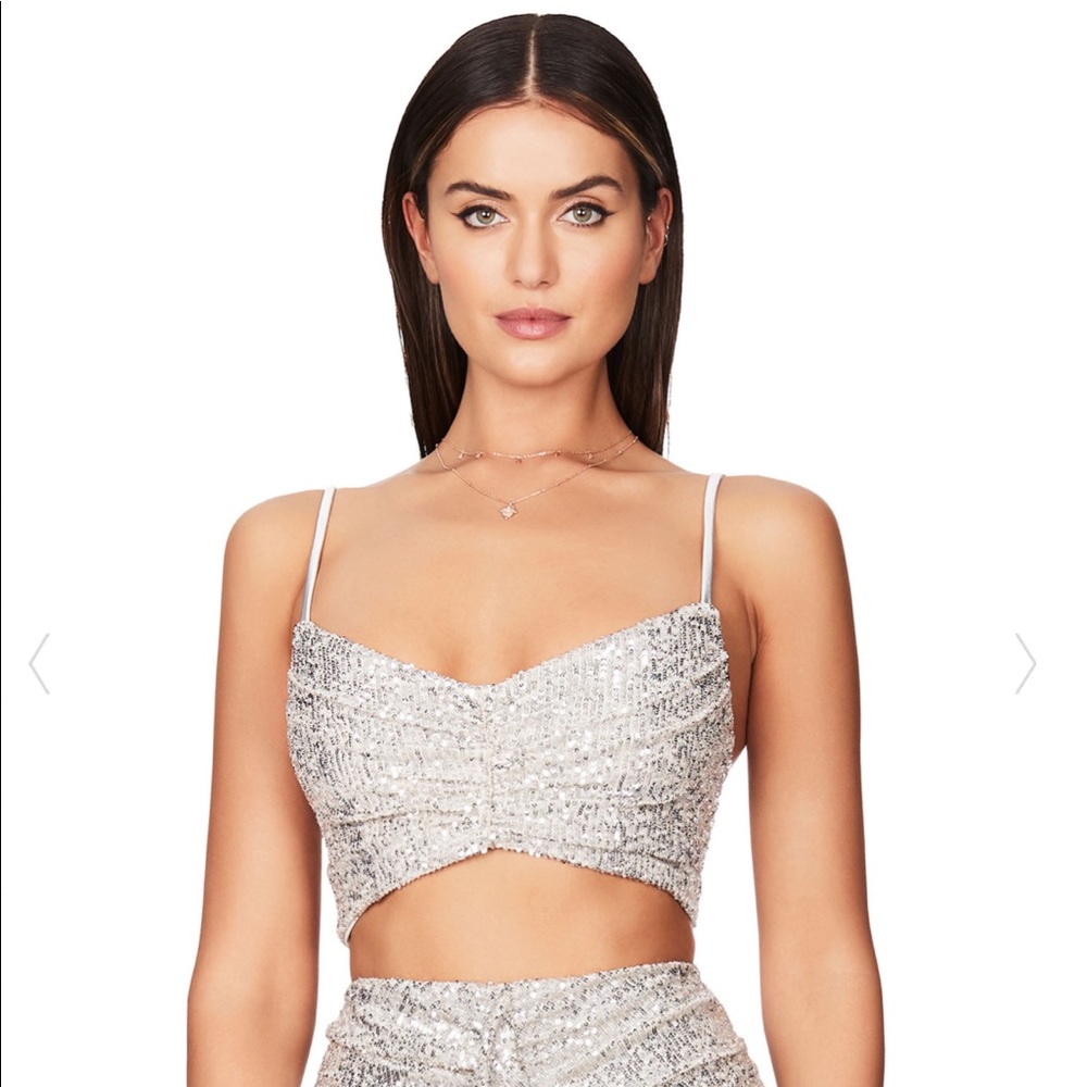 Brand new with tags on. Silver sequin cropped top.